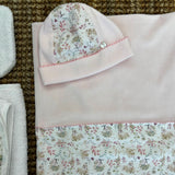 Baby pink and flower chenille hat 19265