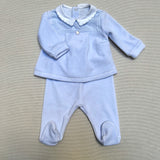 Completo spezzato newborn in ciniglia azzurro 172154