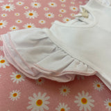 Completo spezzato newborn body maniche volants e bloomers rouches rirghine bianco e rosa SU17G SU43G