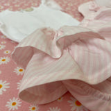 Completo spezzato newborn body maniche volants e bloomers rouches rirghine bianco e rosa SU17G SU43G