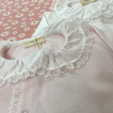 Tutina newborn in cotone rosa colletto bianco rifinito con pizzo RND53M