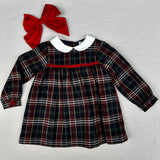 DK306 Round Collar Flannel Tartan Dress