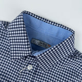 White and blue micro check shirt DK526