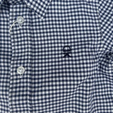 White and blue micro check shirt DK526