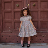 Smocked flower dress with half sleeve and round collar art FCCM004VEPR