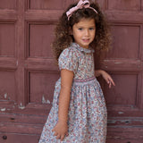 Smocked flower dress with half sleeve and round collar art FCCM004VEPR