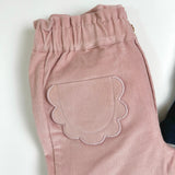 Pantalone in velluto millerighe rosa taschine fiore DK369