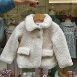 Double-breasted milk teddy coat DK367