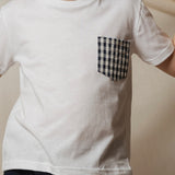 Completo t-shirt e bermuda vichy bianco e blu Time to Bloom 133006 133001