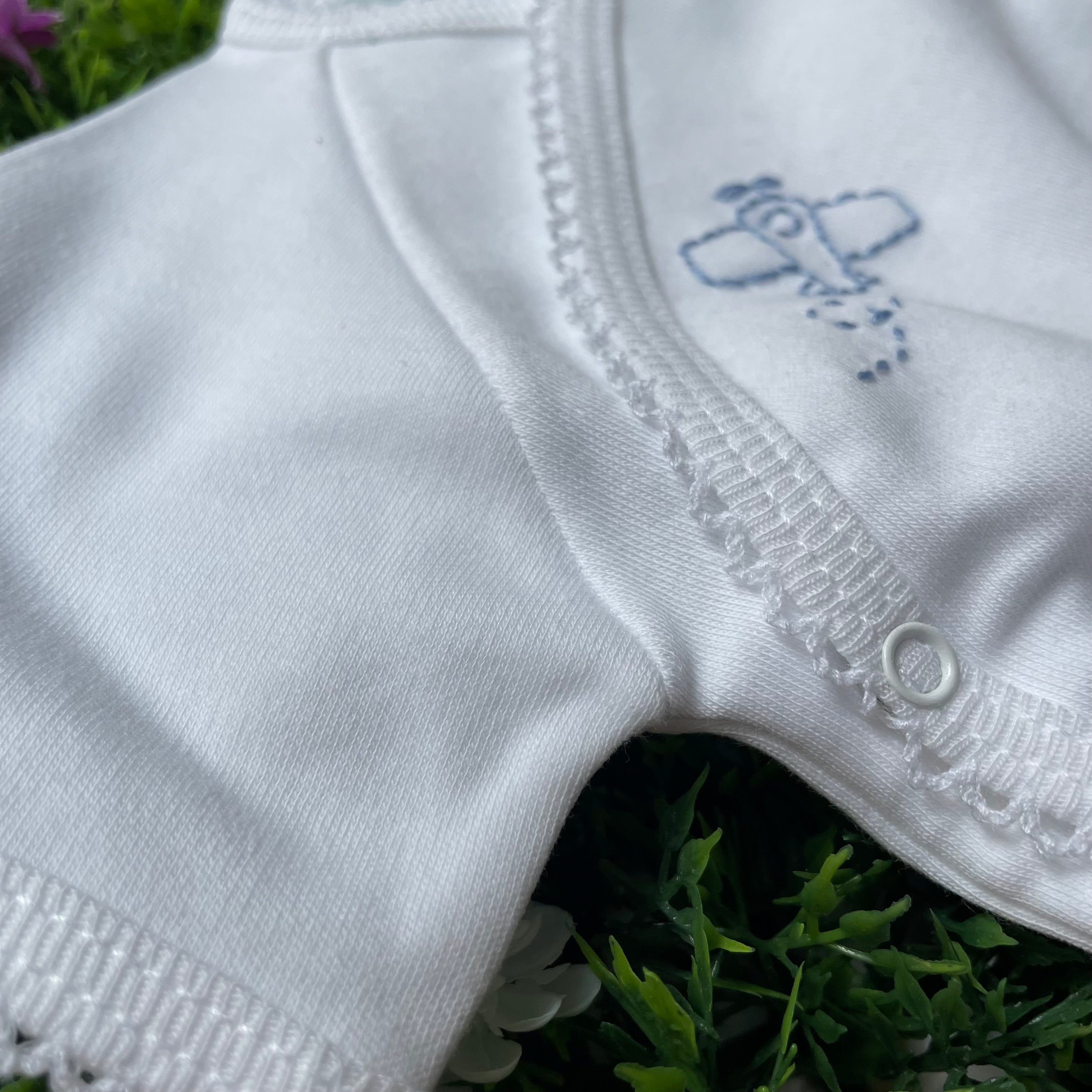 Body LAB newborn mezza manica apertura a kimono ricamo aereo