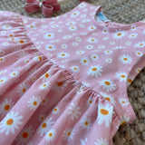 Completo LAB Marghe top frill e short fantasia margherite rosa