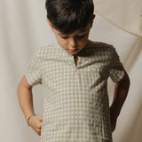Camicia vichy oliva e latte Time to Bloom 133002