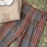 Pantalone LAB tartan beige e bordeaux Massimo