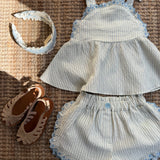 Completo riga azzurra e ricamo Isabel Gingersnaps GKSHSET0208-2