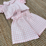 Shorts vichy rosa e bianco HN25120