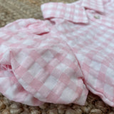 Camicetta crop vichy rosa e bianco HN21119