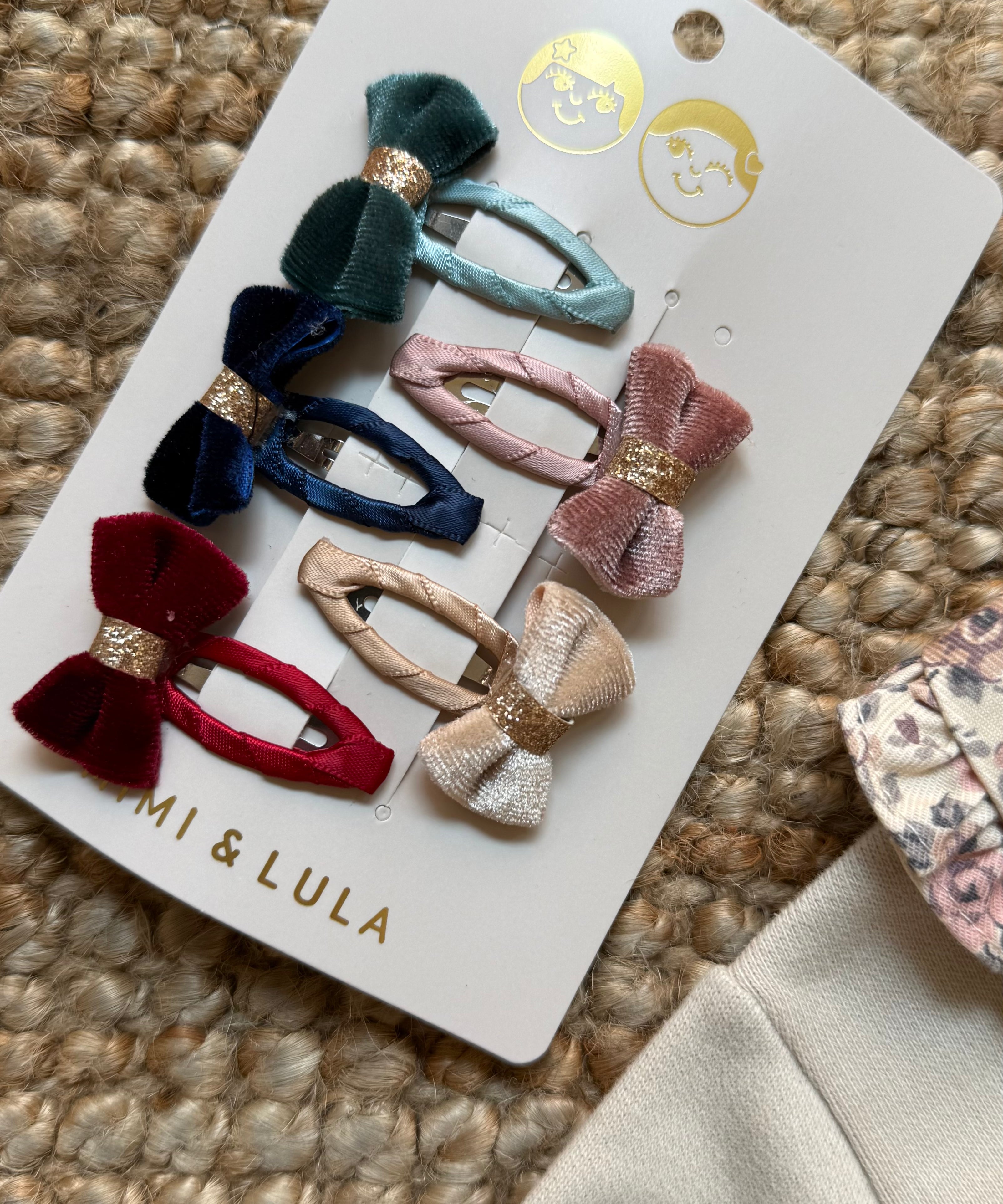 Pack 5 mollette clic-clac fiocco in velluto Mimi & Lula