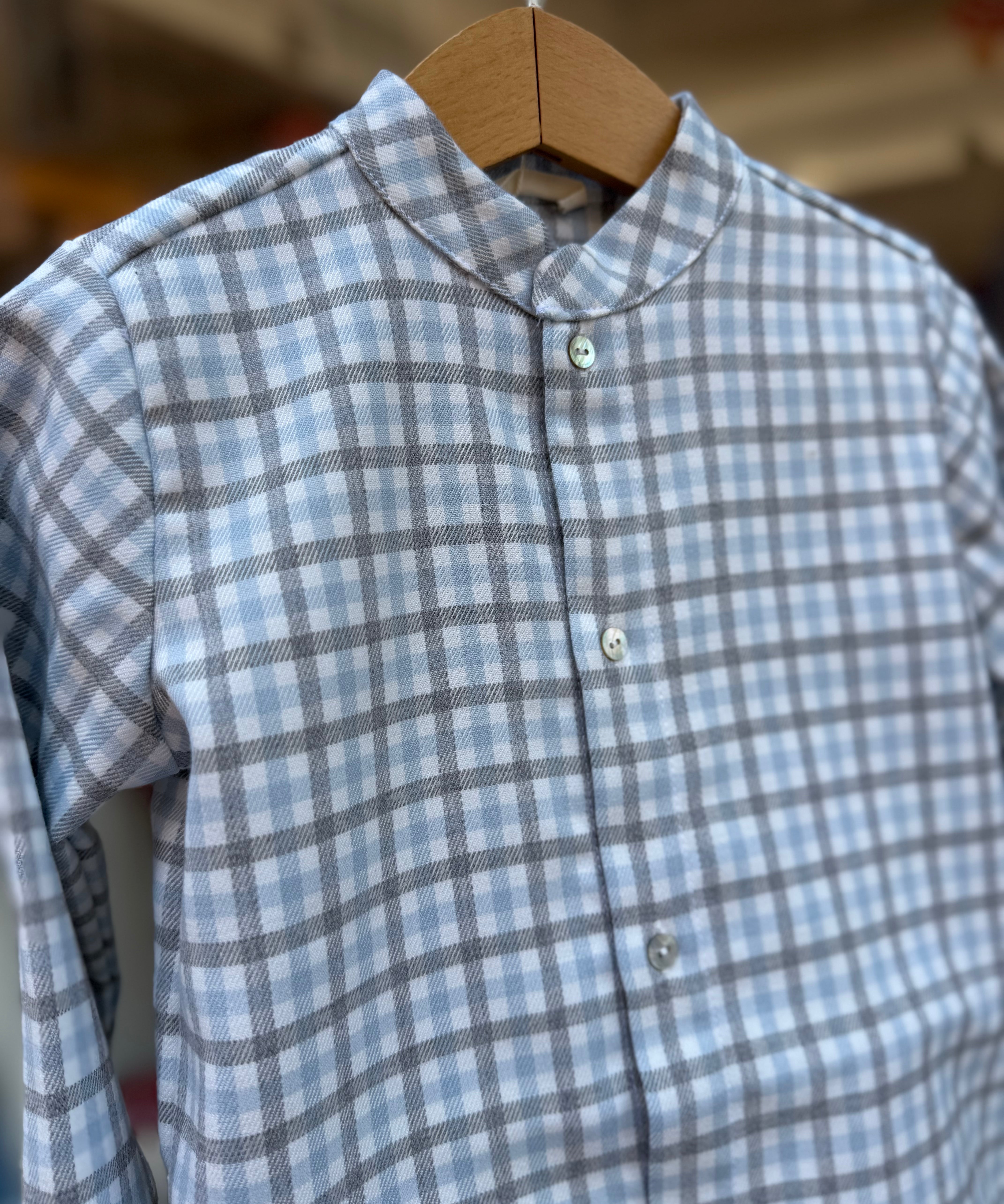 Camicia quadretto grigio bianco e azzurro IH87B BabyGi