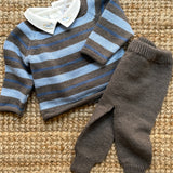 Completo spezzato newborn righe tortora azzurro Mi Lucero x LA NUVOLA LAB 26279 24067