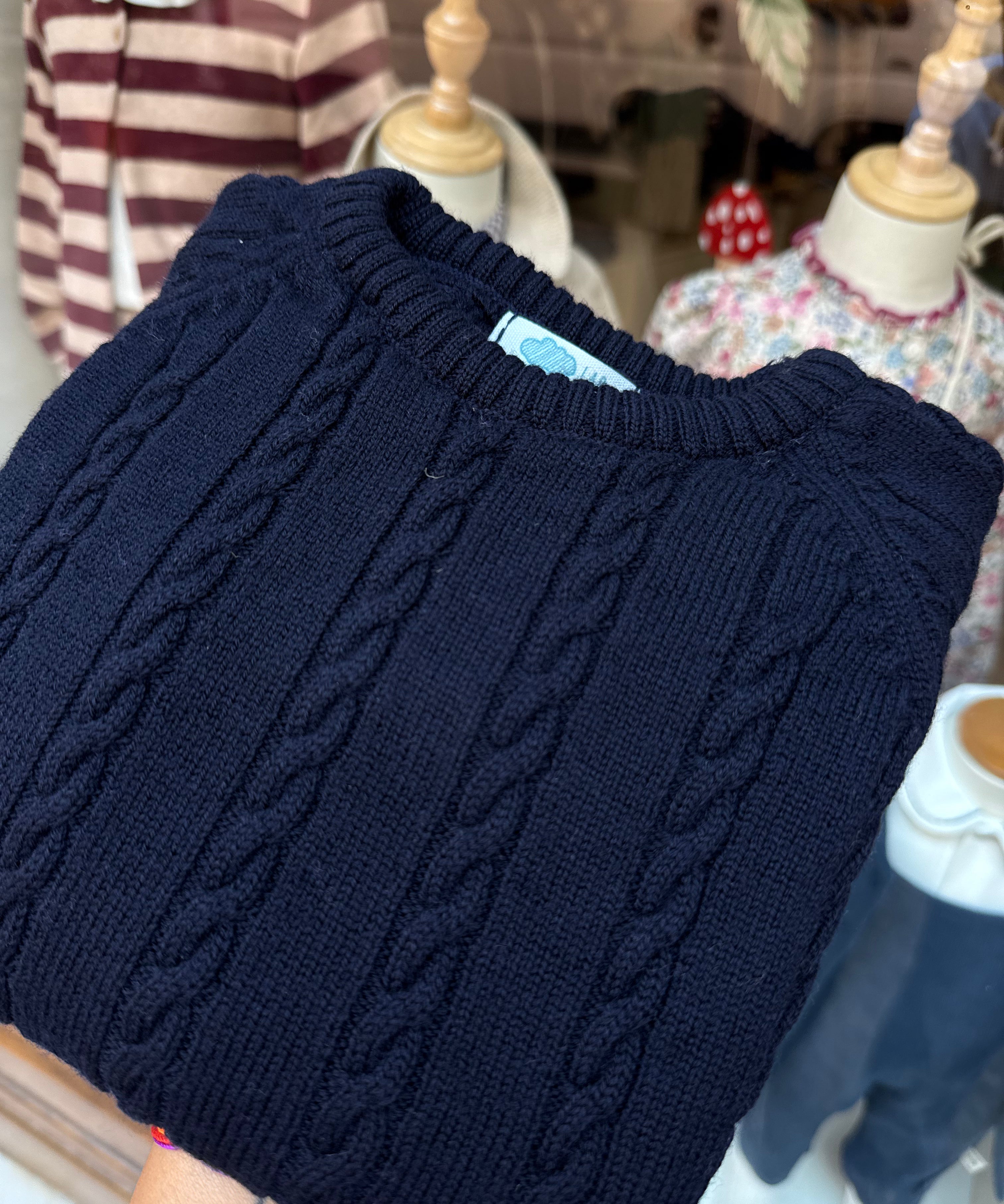 Maglioncino blu girocollo trecce Mi Lucero x LA NUVOLA LAB 26310