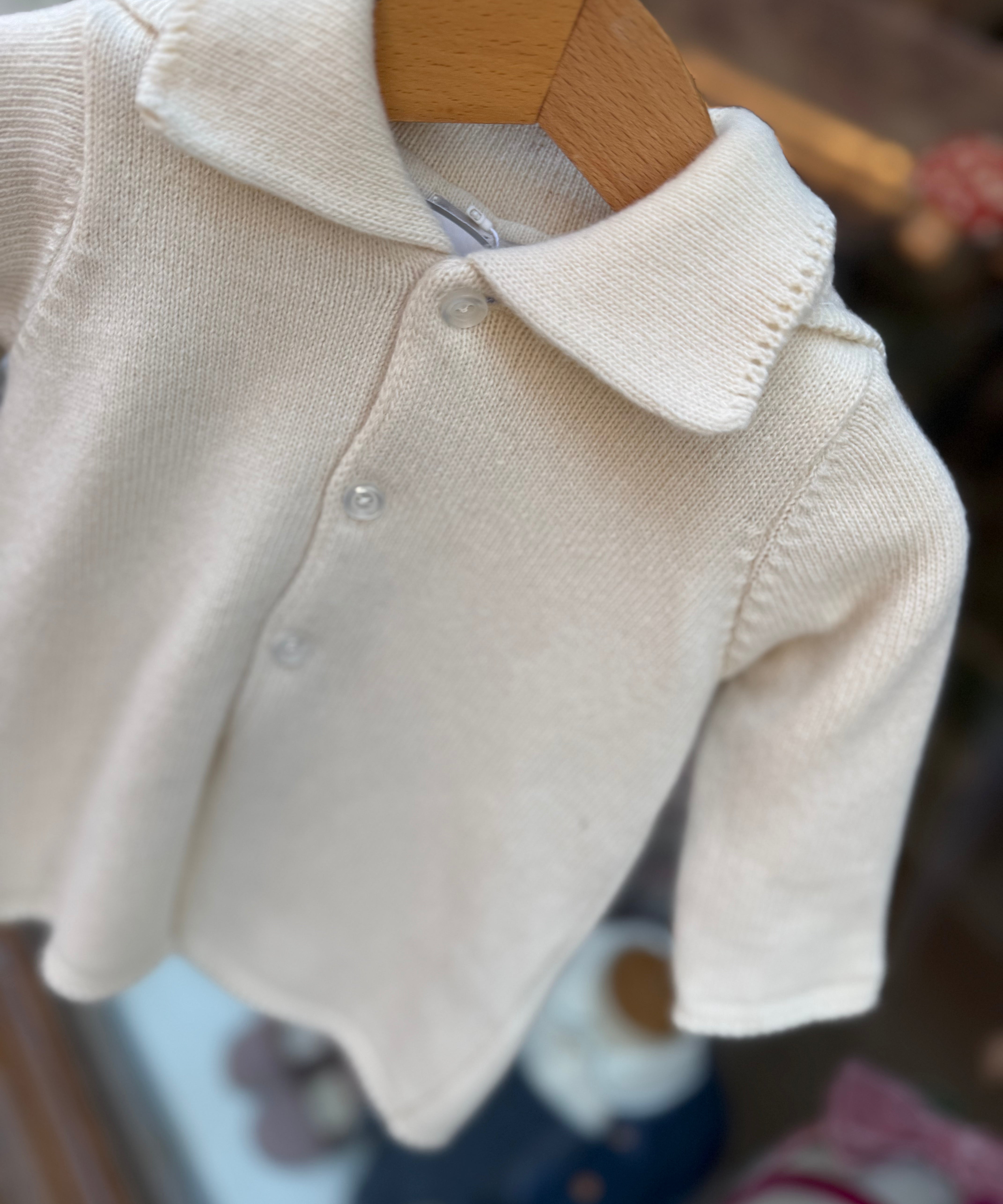 Giacca in maglia con cappuccio removibile burro DK87 DrKid