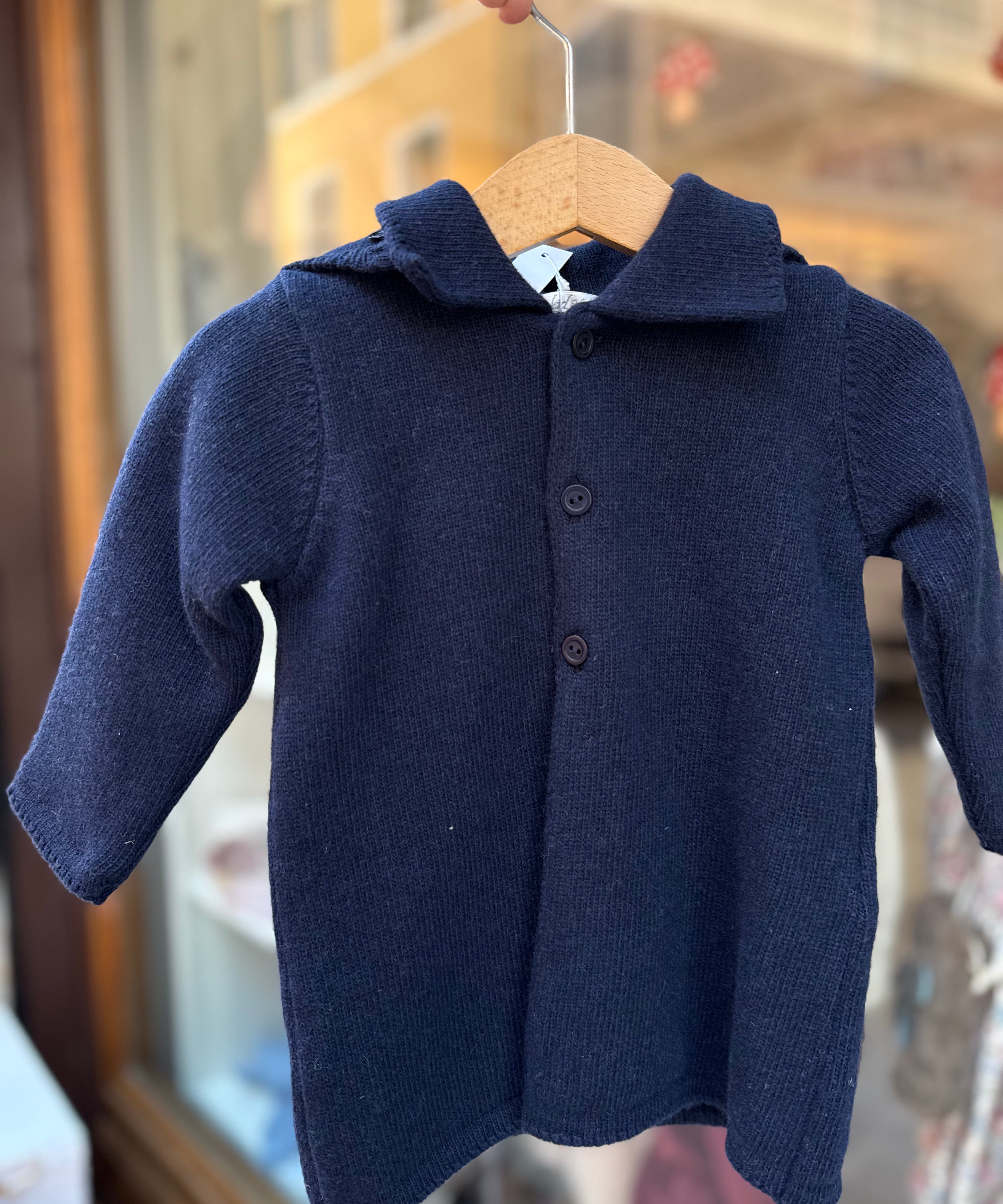 Giacca in maglia con cappuccio removibile blu DK87 DrKid