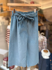 Pantalone palazzo velluto a coste petrolio con cintura nodo 5320 Pepecè