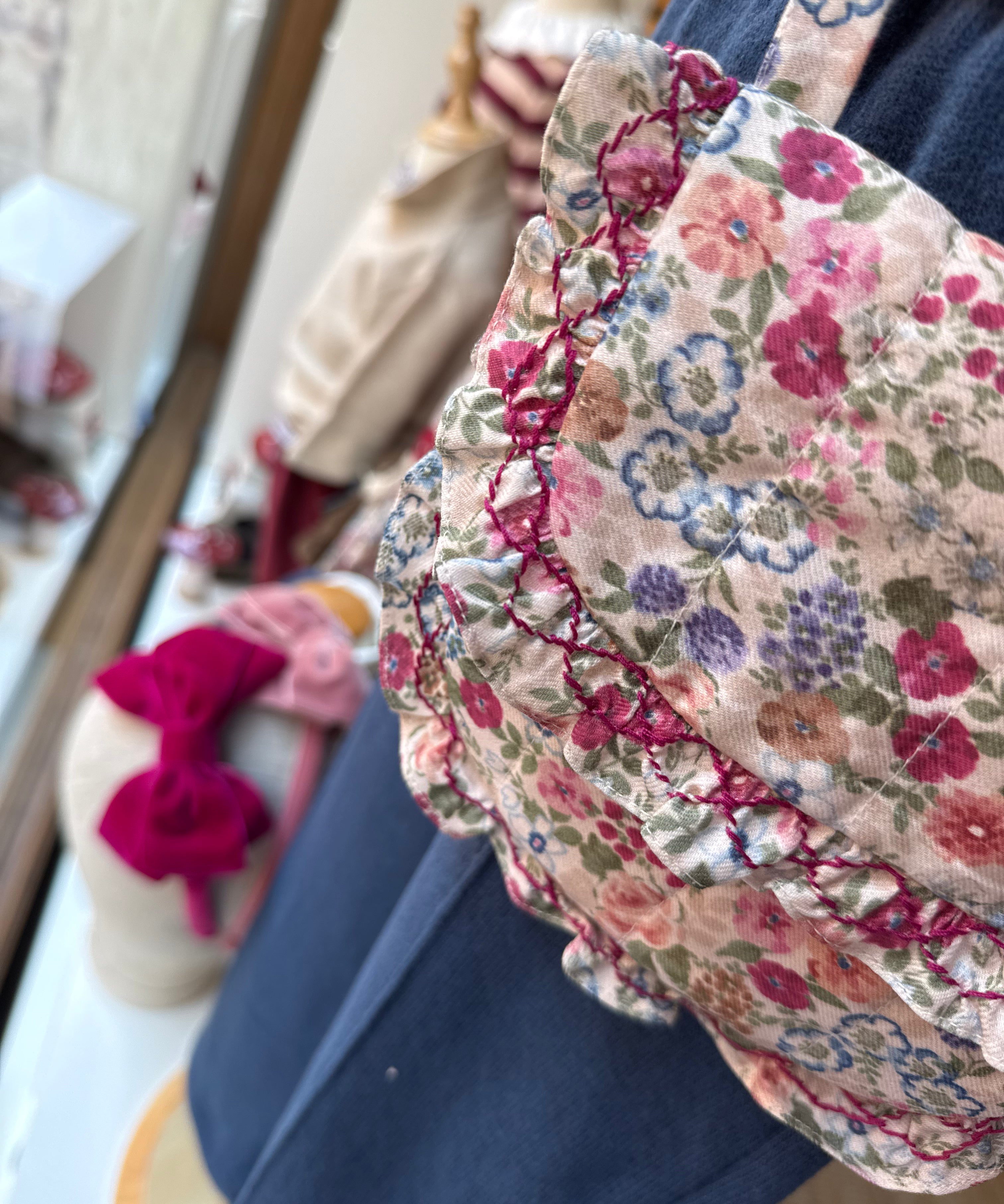 Borsa Mimosa con tracolla fantasia fiori con ricamo smock 37014 Kidiwi