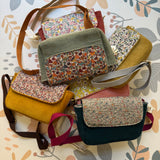 Tracolla patchwork LAB velluto petrolio + fiorellini