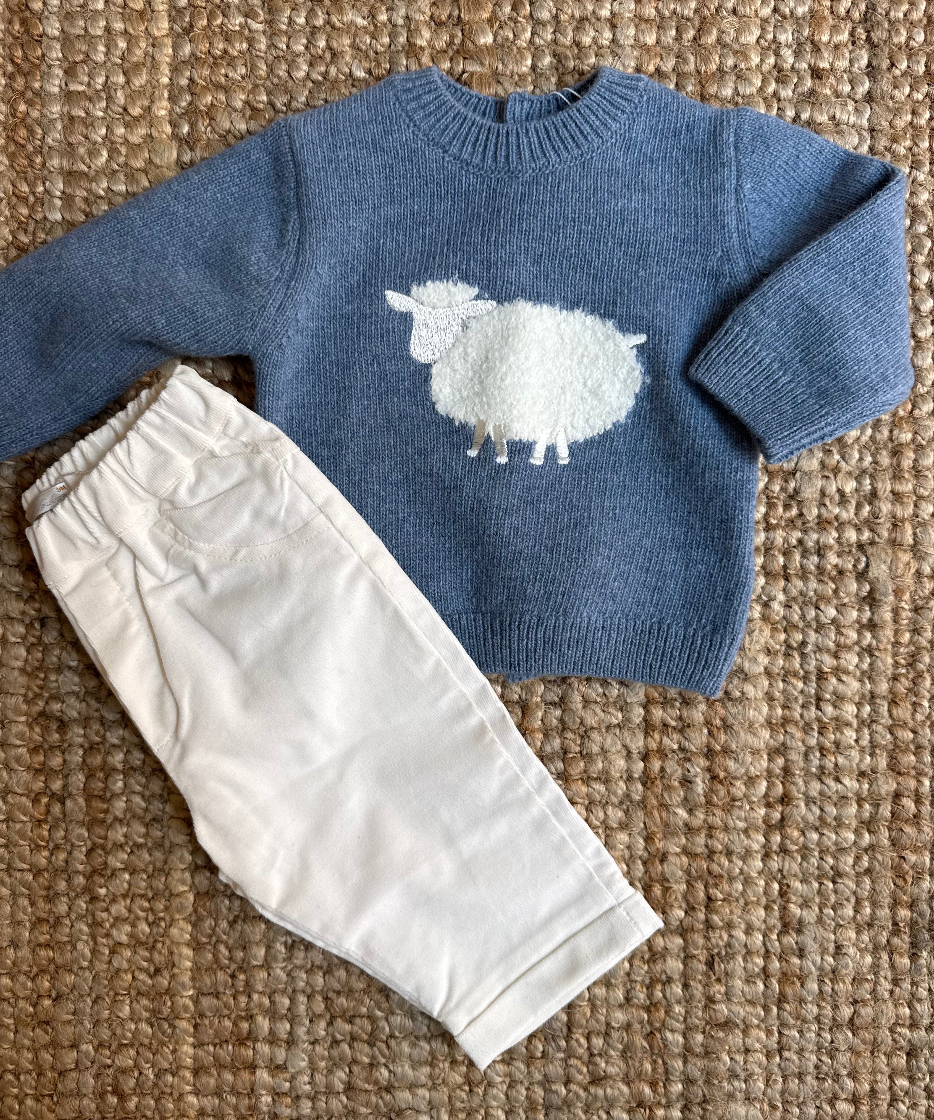 Completo newborn spezzato maglione pecorella e pantalone velluto millerighe DK209 DK171 DrKid