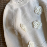 Maglione color latte con fiori applicati DrKid