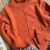 Maglione collo cratere con rouches color zucca DK416 DrKid