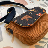 Tracolla patchwork LAB velluto caramello + fantasia bosco