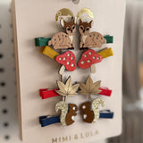 Pack 8 mollette mini clips bosco bambi scoiattolo Mimi & Lula