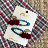 Pack 2 mollette clic-clac ciliegie velluto Mimi & Lula