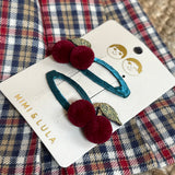 Pack 2 mollette clic-clac ciliegie velluto Mimi & Lula