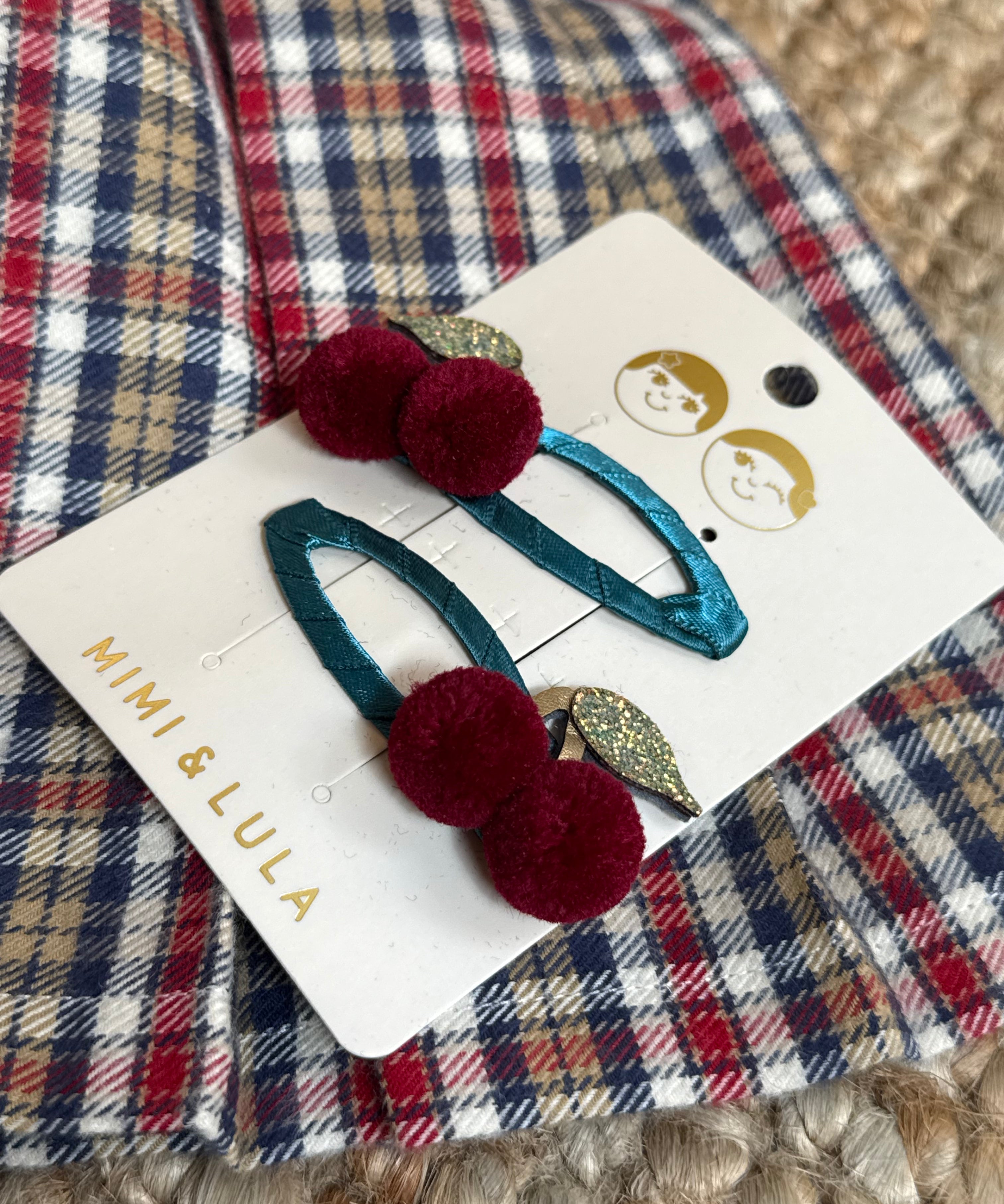 Pack 2 mollette clic-clac ciliegie velluto Mimi & Lula