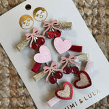 Pack 8 mollette mini clips ciliegie e cuore Mimi & Lula