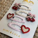 Pack 4 mollette clic-clac ciliegie e cuore Mimi & Lula