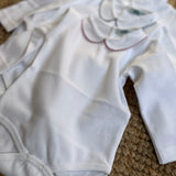 Body LAB newborn bianco con colletto tondo profilato in bianco BG160LN