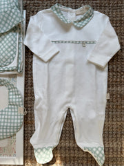 Tutina dettagli vichy latte e menta PI50B Baby Gi