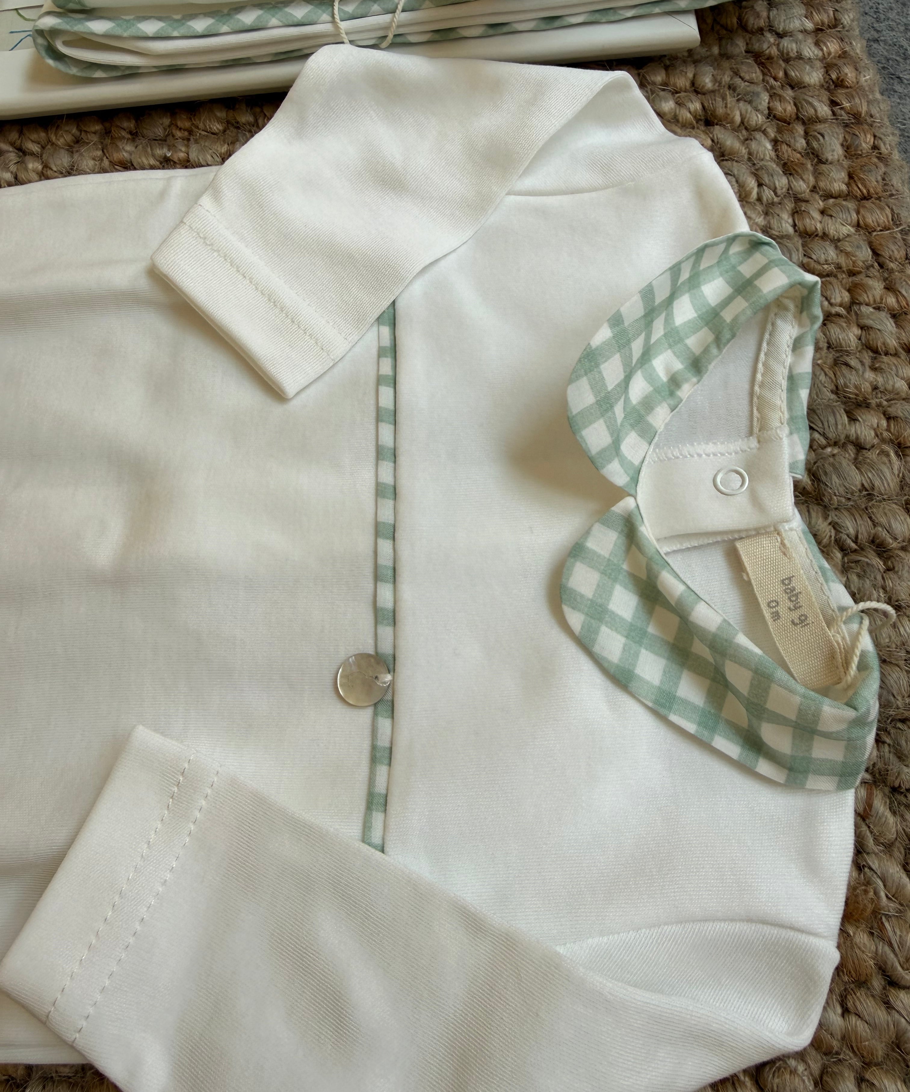 Tutina dettagli vichy latte e menta PI50B Baby Gi