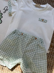 Completo t-shirt e bermuda latte e menta PI83B Baby Gi