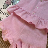 Completo in lino rosa LN71G Baby Gi