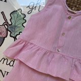 Completo in lino rosa LN71G Baby Gi