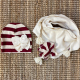 Set cappello + kefia LAB bambina rigoni bordeaux e latte arriccio