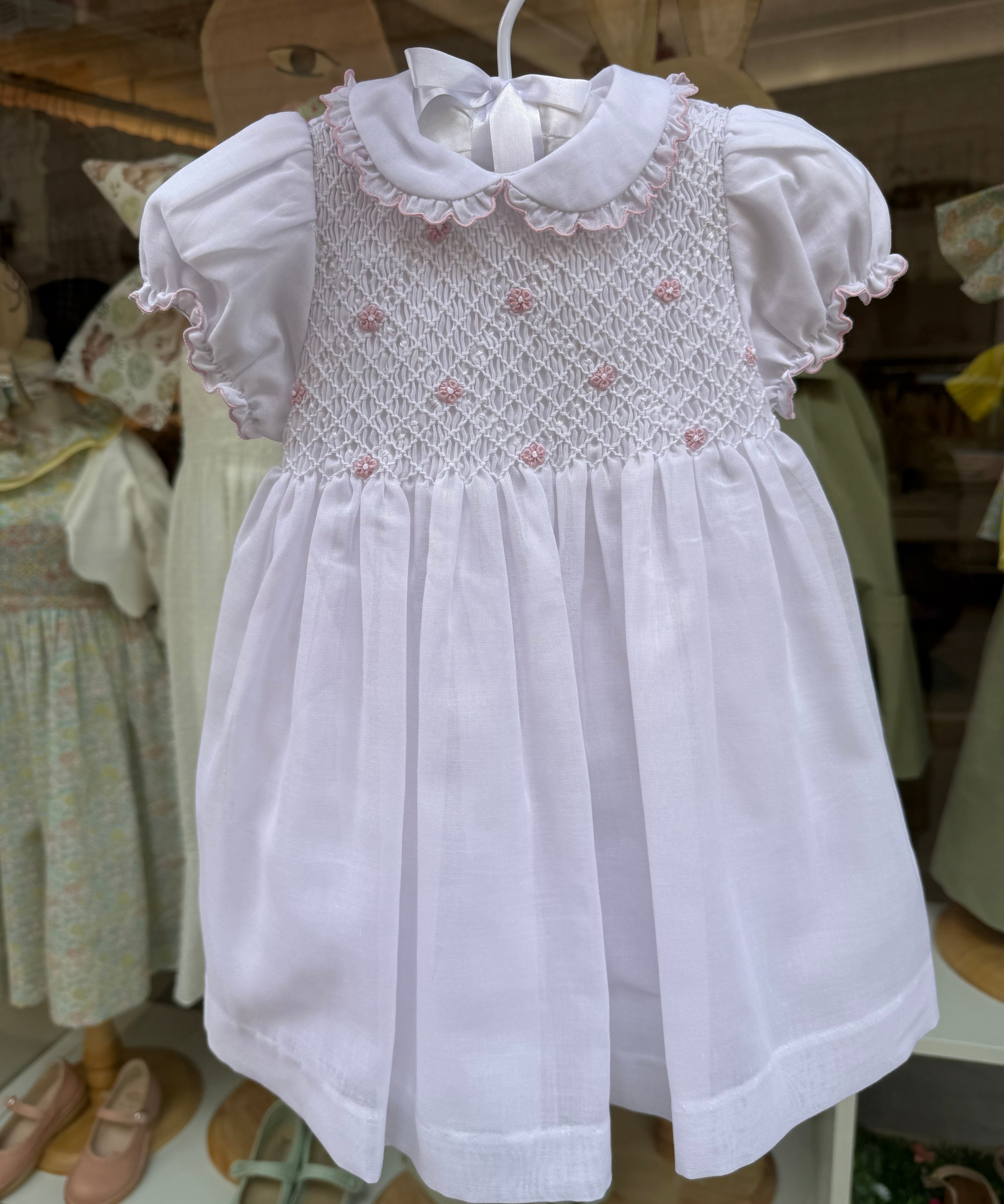 Abito da cerimonia in voile con ricamo smock rosa Malvi & Co S26I132VECCH