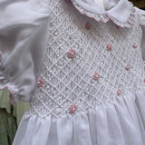 Abito da cerimonia in voile con ricamo smock rosa Malvi & Co S26I132VECCH