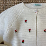 Pink LAB wool cardigan with hand-embroidered flowers