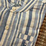 Camicia coreana righe azzurro DK600